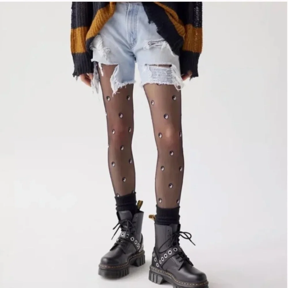 Allover Yin Yang Hipster Hippie Art Artsy Chic Glam Modern Minimalist Hip Tights